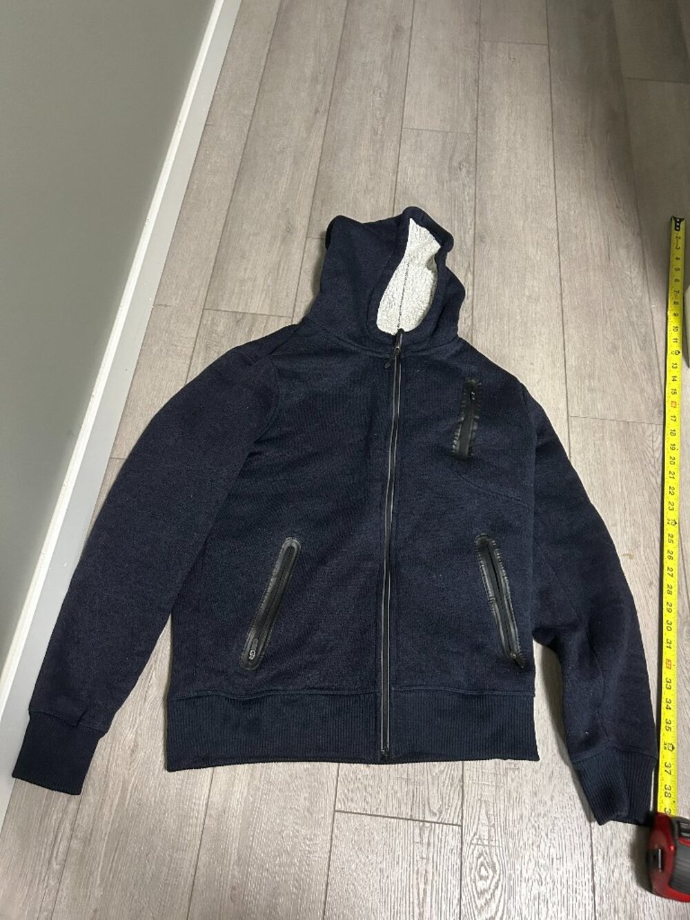 Mens Sweater Hoodie Zip Up Freedom Trail Size Medium M Navy Blue